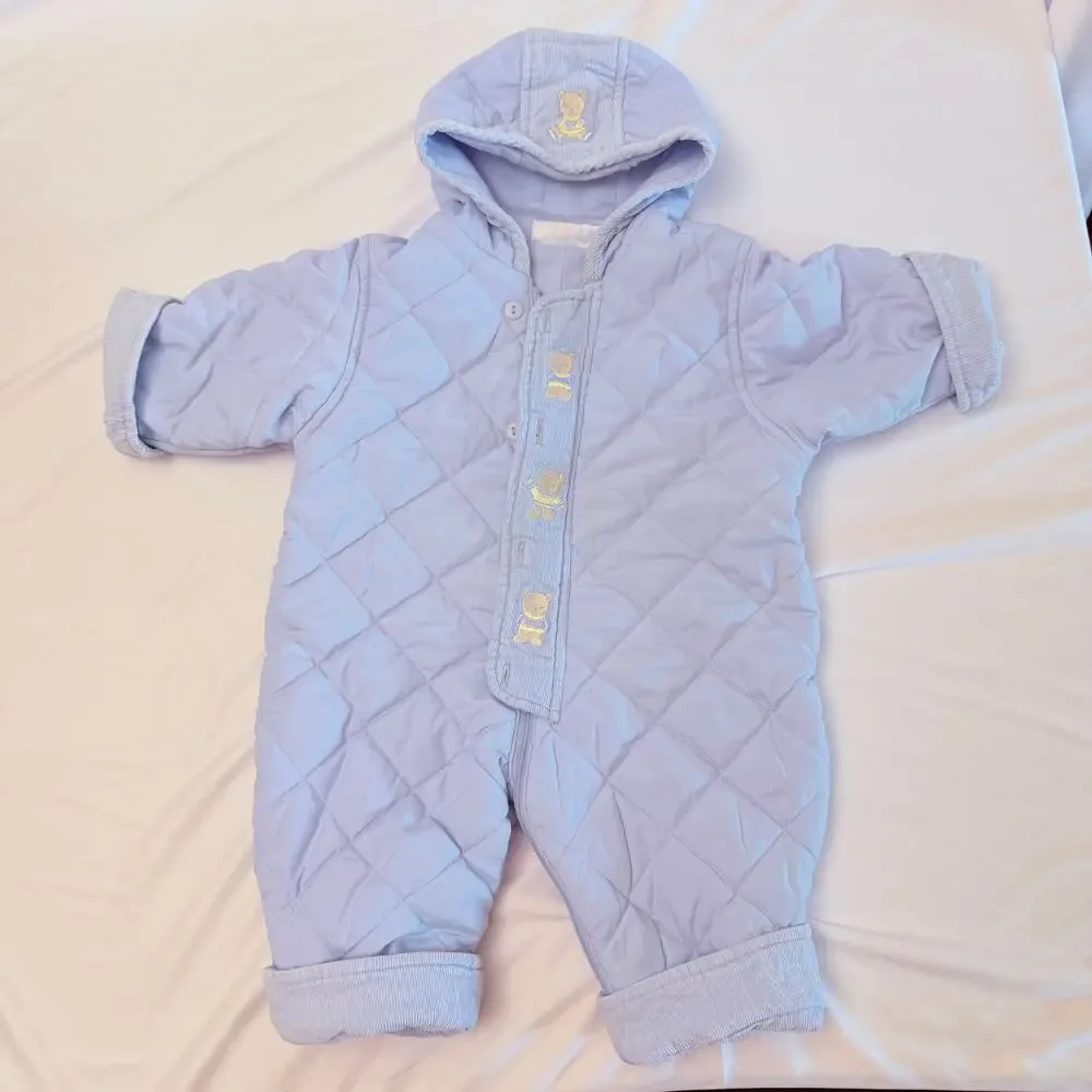 Vintage 2000 Y2K First Impressions Quilted Teddy Bear Bunting Winter Outfit 3-6m